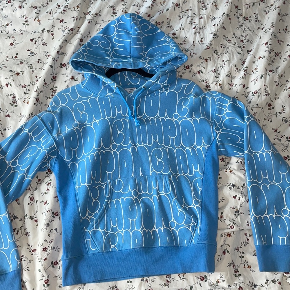 Blue reverse weave hoodie from champion